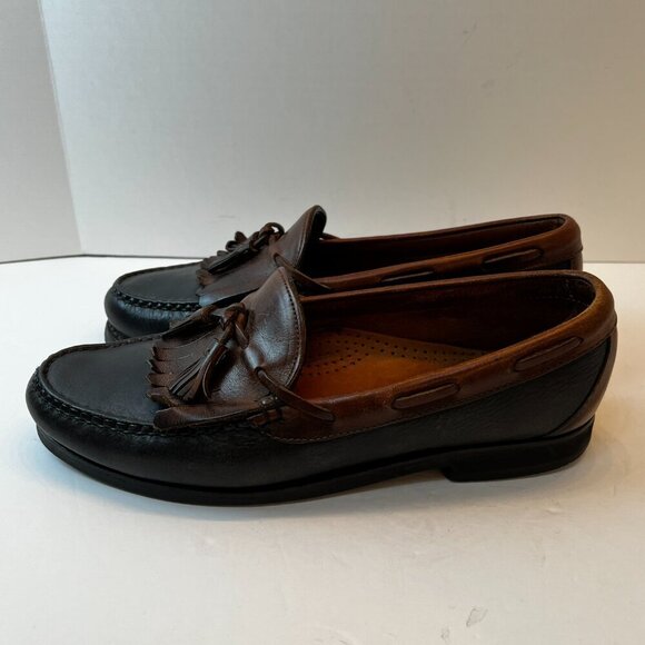 Allen‎ Edmonds Nashua Tassel Kiltie Leather Loafers Black Brown Shoes Mens 9.5 D main image 5